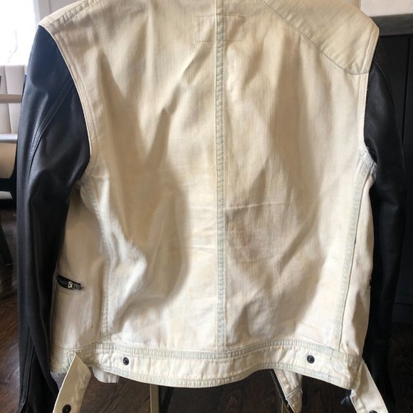 Rag & Bone light jean jacket + leather sleeves - Picture 2 of 2